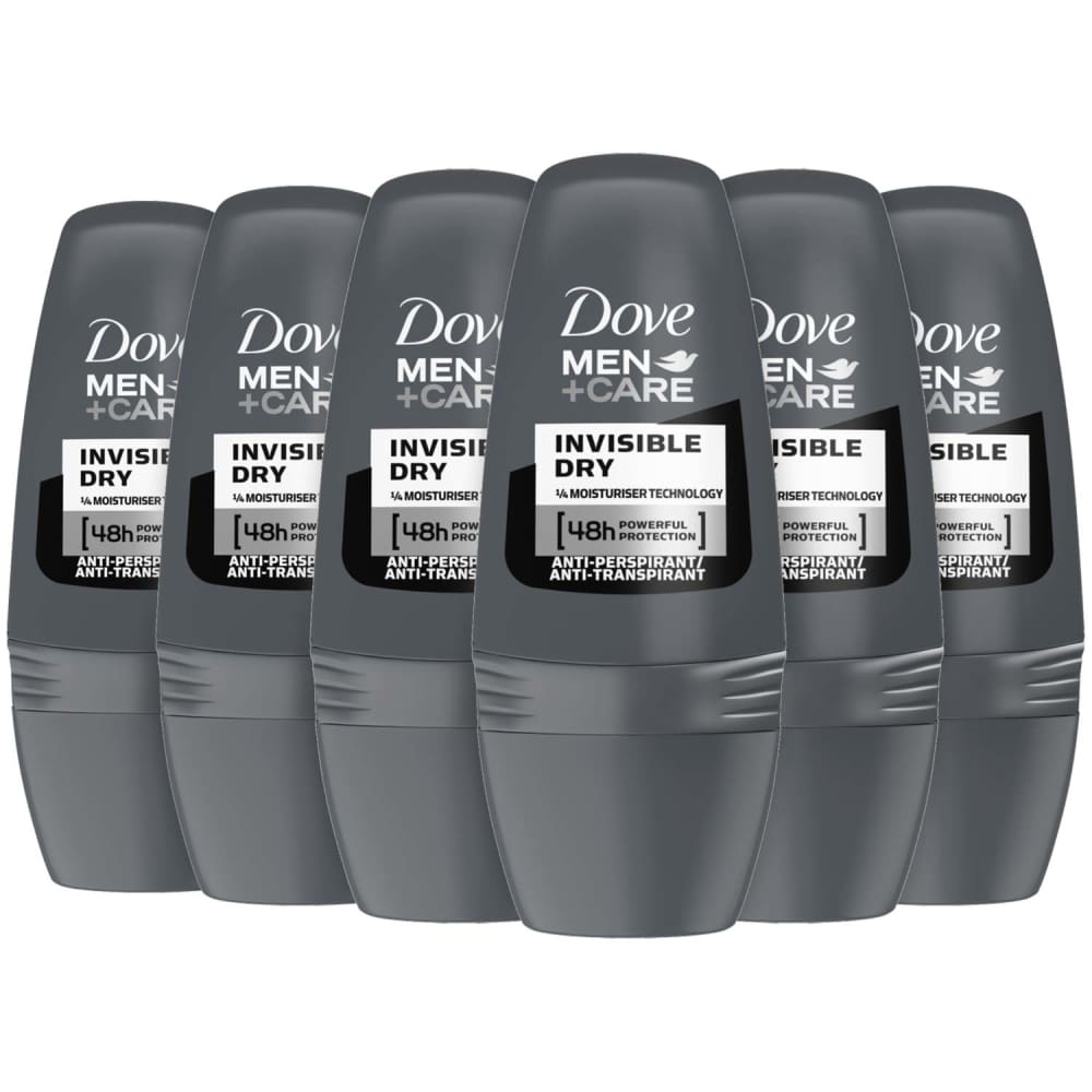 Dove Deodorant Antiperspirant Roll-on Invisible Dry For Men - 6 Pack 50 ml Each - Deodorant & Anti-Perspirant - Dove