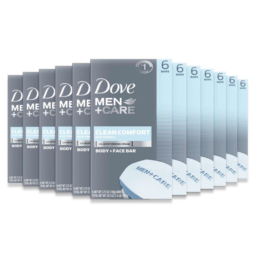 Dove Men+Care Clean Comfort Bar Soap 6 ct/ea 3.75 oz - 12 Pack - Bar Soap - dove