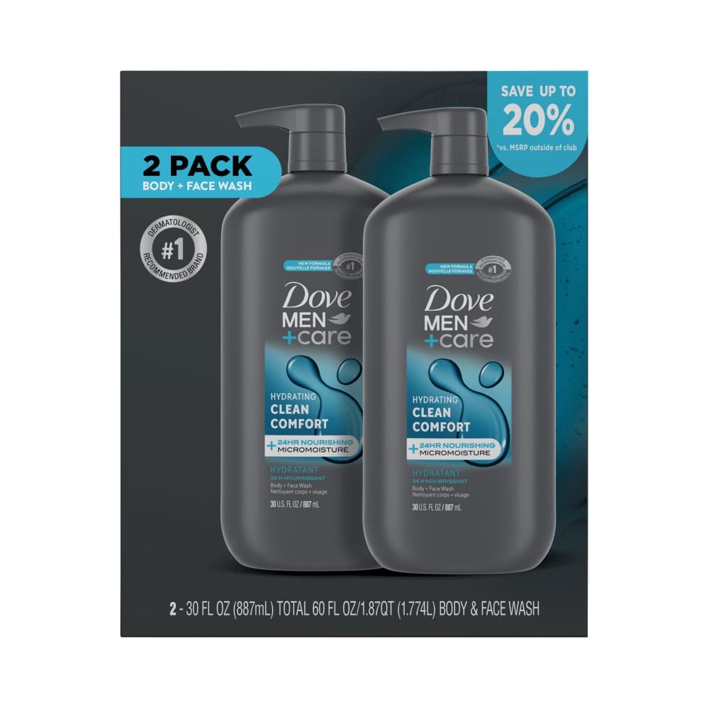 Dove Men+Care Clean Comfort Body & Face Wash 2 pk./30 oz. - Home/Health & Beauty/Skin Care/Soap & Facial Cleansers/ - Dove