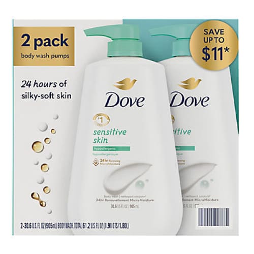 Dove Sensitive Skin Hypoallergenic Body Wash with Pump 2 pk./30.6 oz. - Home/Personal Care/Bath & Shower/Body Wash/ - Dove