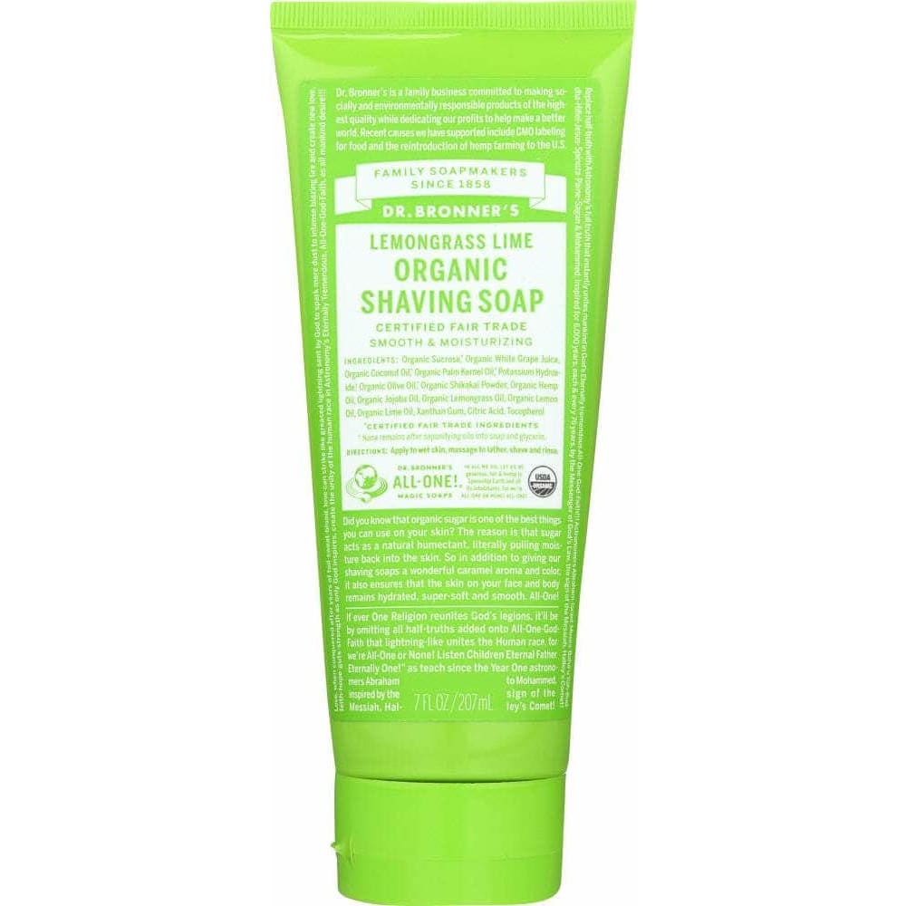 DR BRONNERS Categories > Health Topics > Skin Health > Shaving > Shaving Cream DR. BRONNER'S: Lemongrass Lime Organic Shaving Soap, 7 oz