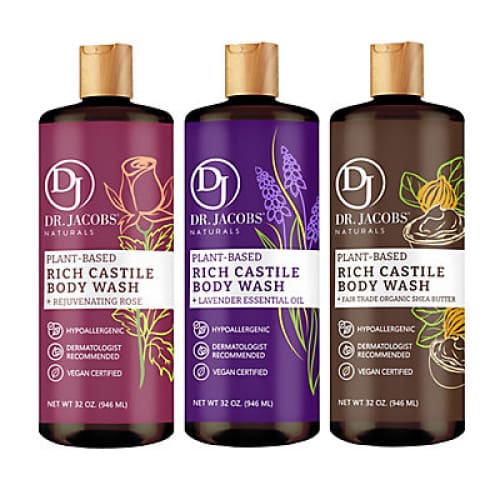 Dr Jacobs Castile Body Wash 3 pk./32 oz. - Rose Lavender Shea Butter - Home/Personal Care/Personal Care Value Packs & Bundles/ - ShelHealth