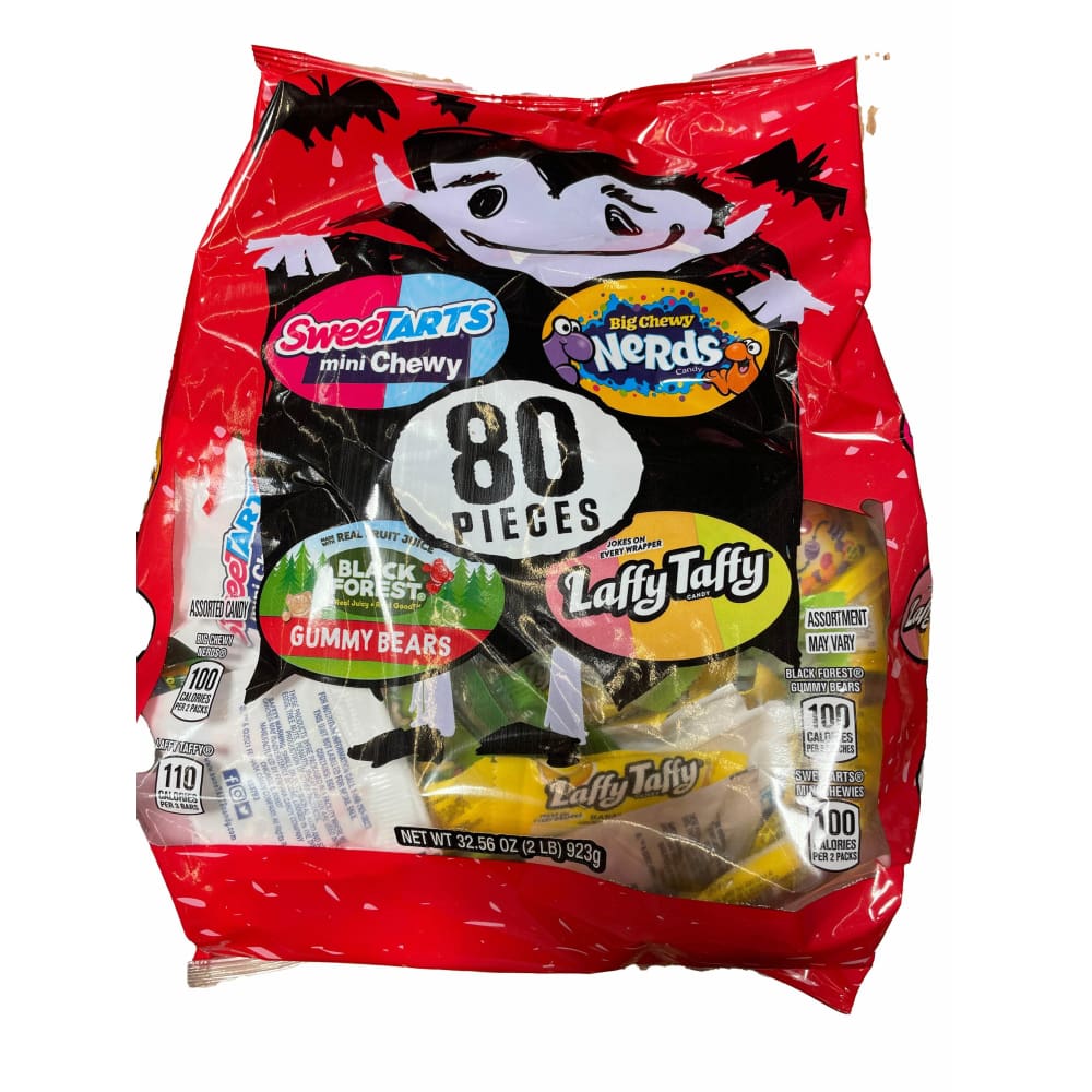 SweeTarts Dracula Delight Halloween Candy Variety Bag, SweeTarts, Nerds, Black Forest, Laffy Taffy, 32.56 oz (80 Count)