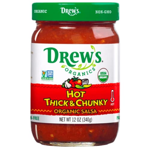 Drews Organics Drews Hot Thick & Chunky Medium Salsa Organic, 12 oz