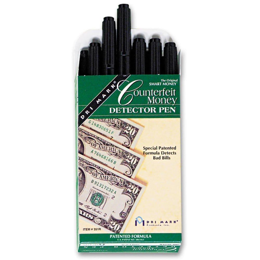 Dri Mark Smart Money Counterfeit Bill Detector Pen for Use with U.S. Currency - 12 pk. - Money Handling & Cash Registers - Dri
