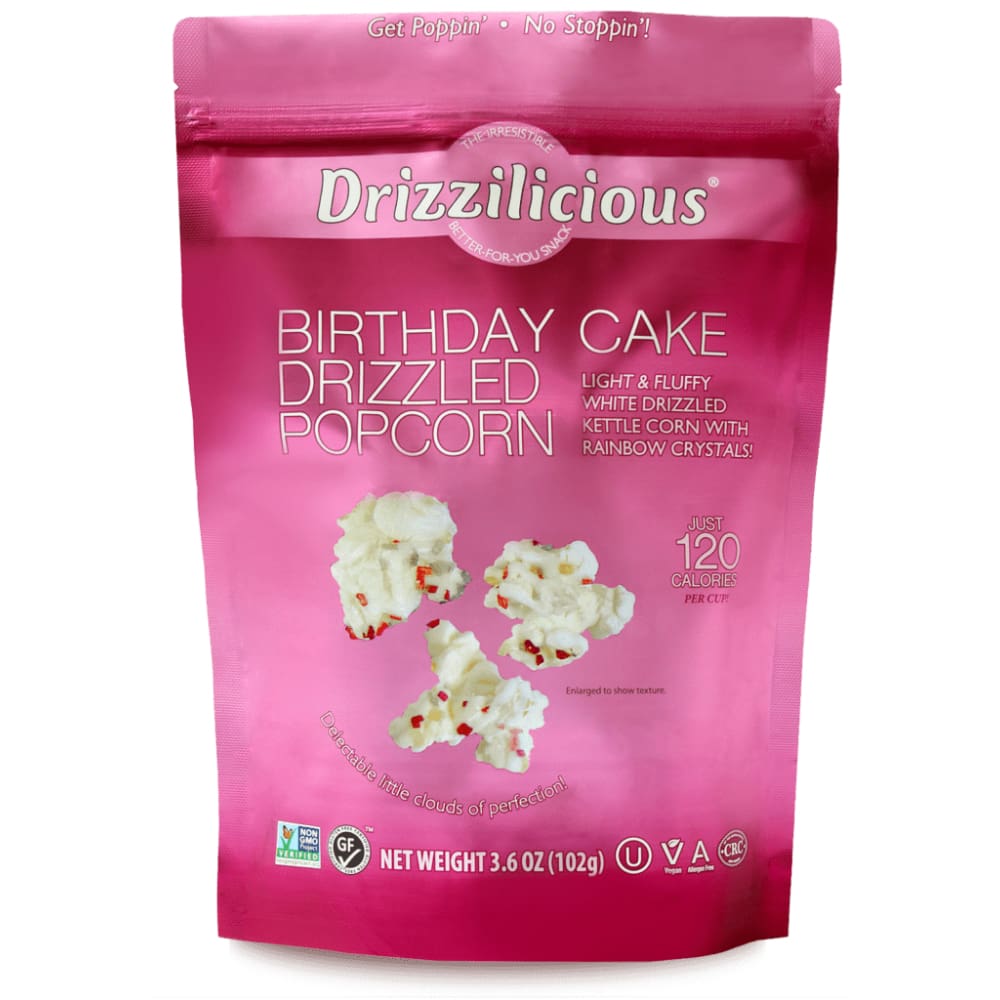 DRIZZILICIOUS Grocery > Snacks > Popcorn DRIZZILICIOUS: Birthday Cake Drizzled Popcorn, 3.6 oz