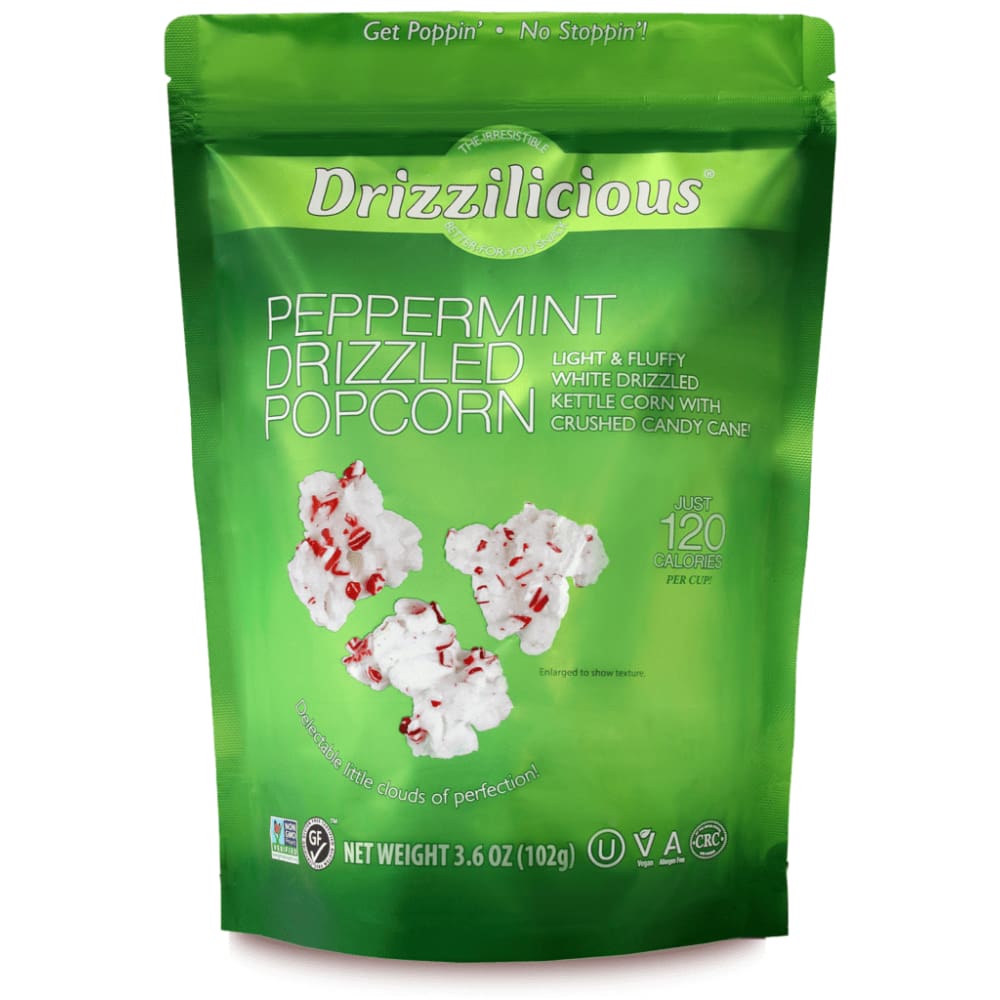 DRIZZILICIOUS Grocery > Snacks > Popcorn DRIZZILICIOUS: Peppermint Drizzled Popcorn, 3.6 oz