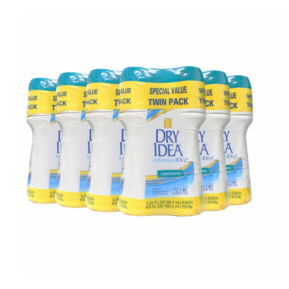 Dry Idea Antiperspirant Deodorant Roll On Unscented 3.25 fl oz - 12 Pack - Deodorant & Anti-Perspirant - Dry Idea