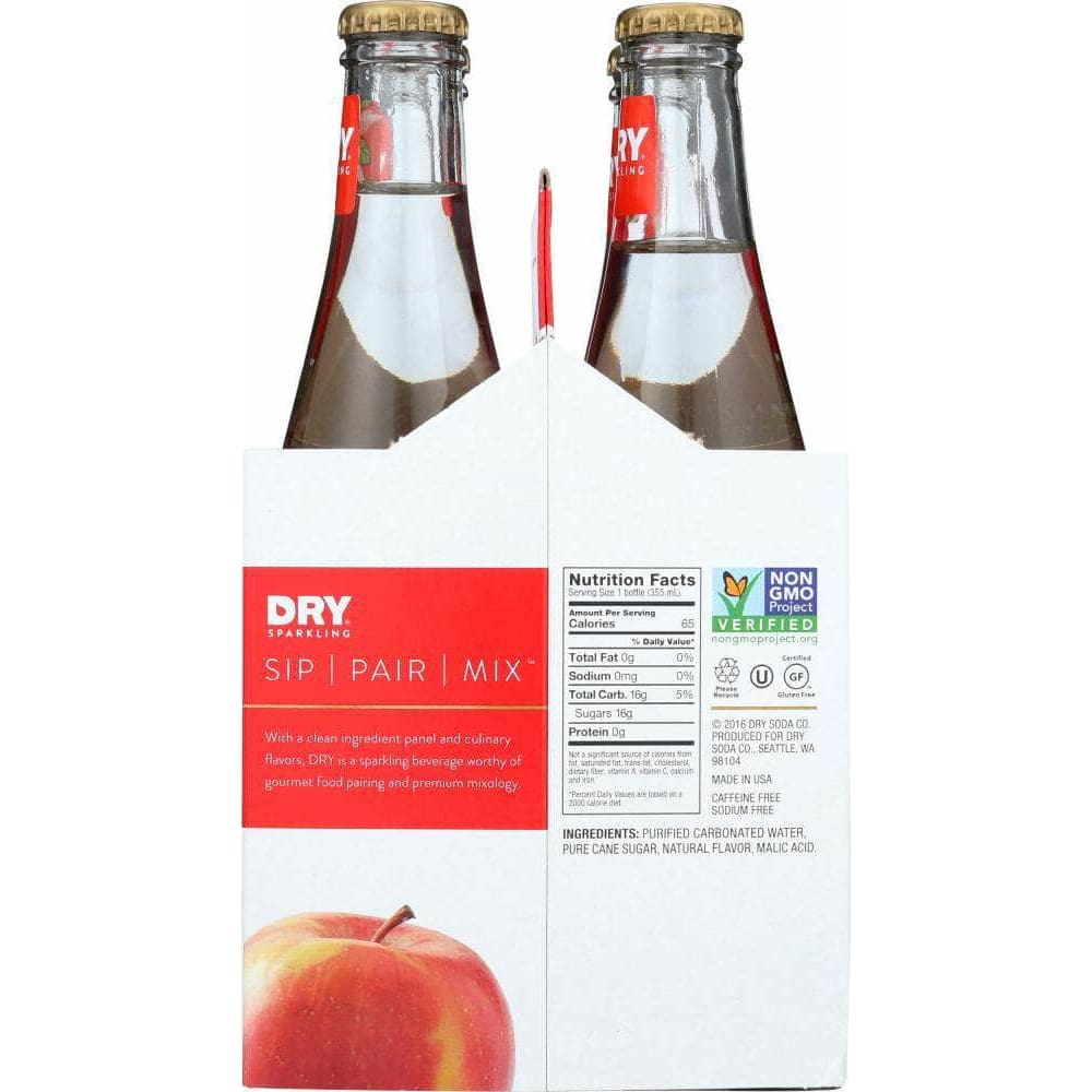 Dry Soda Dry Soda Dry Sparkling Fuji Apple Bottle 4-12 fl oz, 48 fl oz