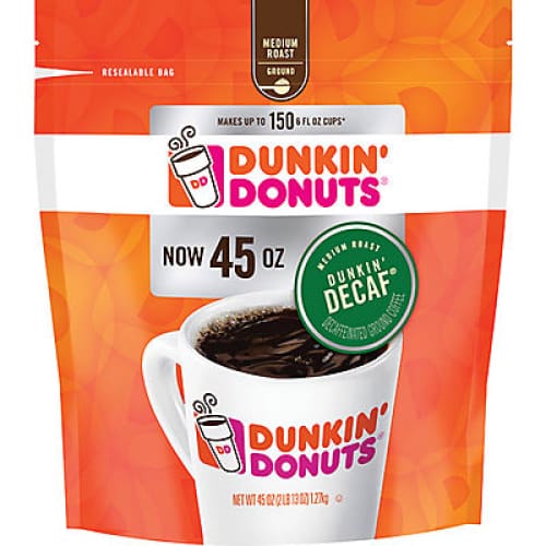 Dunkin Decaf Coffee Ground Coffee 45 oz. - Home/Grocery/Beverages/Coffee & Creamers/ - Dunkin