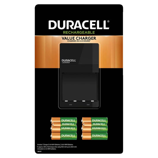 Duracell Rechargeable Value Charger with 6AA and 2 AAA NiMH Batteries - Duracell