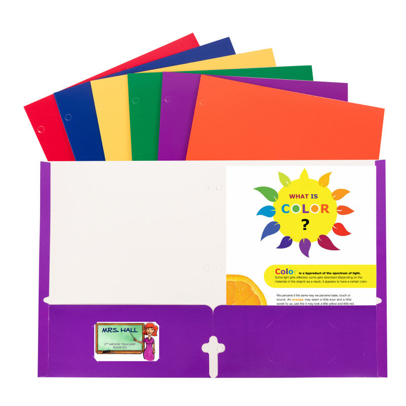 Laminatd Paper Folder Asst 50/Pk 2 Pocket Asst