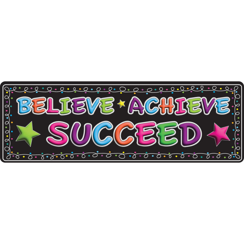 Mat Runner Believe Achieve Succeed Chalk Loops 15.5 X 47In