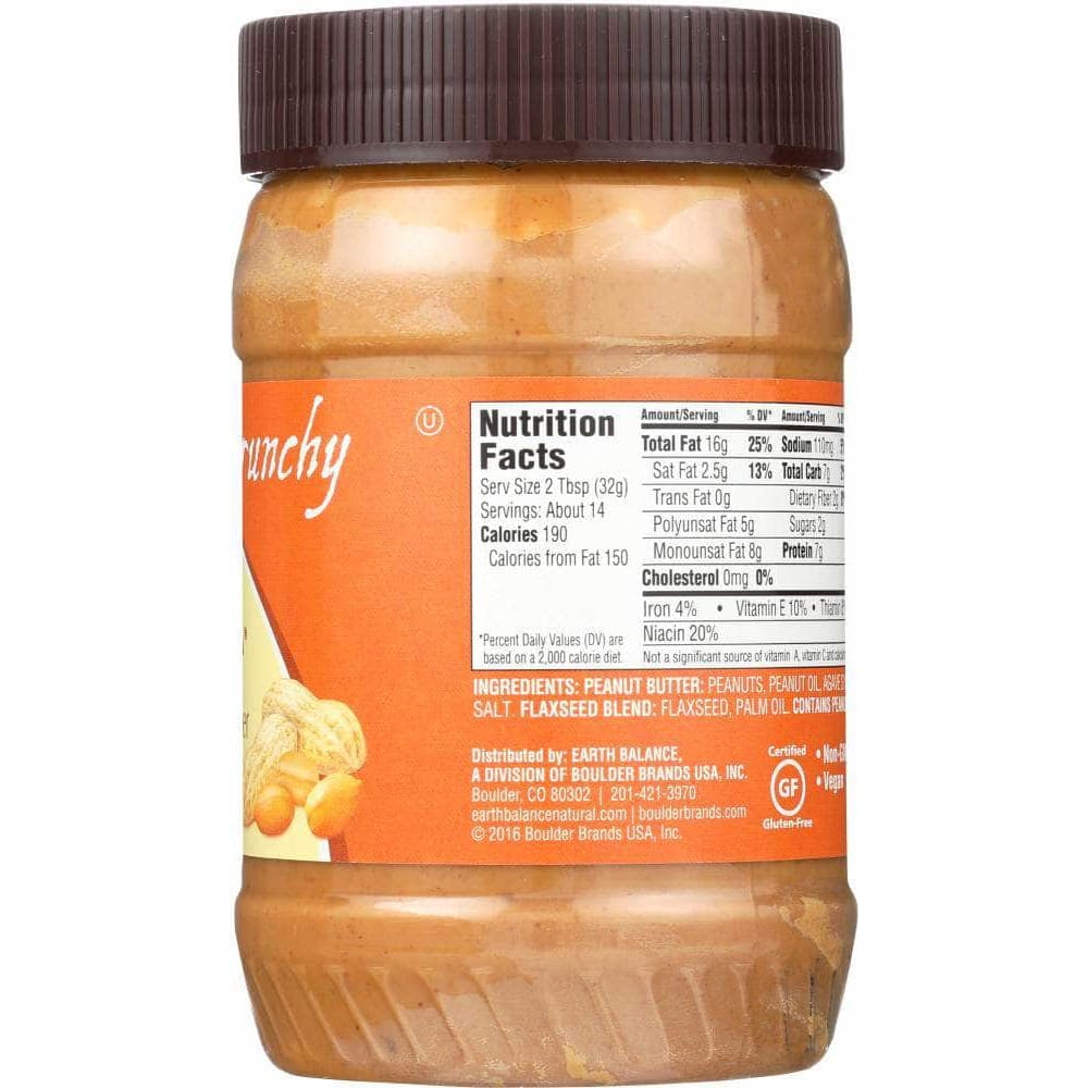 Earth Balance Earth Balance Natural Peanut Butter & Flaxseed Crunchy, 16 Oz