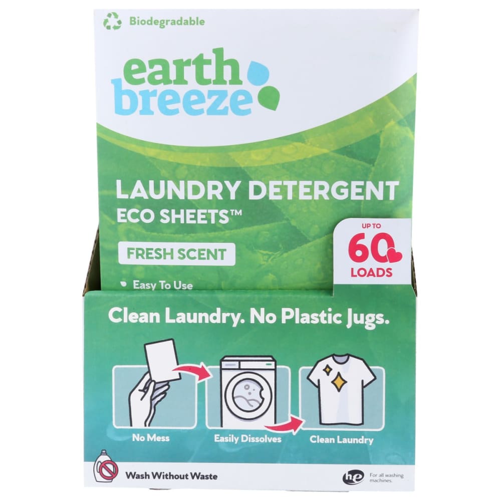 EARTH BREEZE: Laundry Detergent Eco Sheets Fresh Scent 60 ea (Pack of 2) - Home Products > Laundry Detergent - EARTH BREEZE