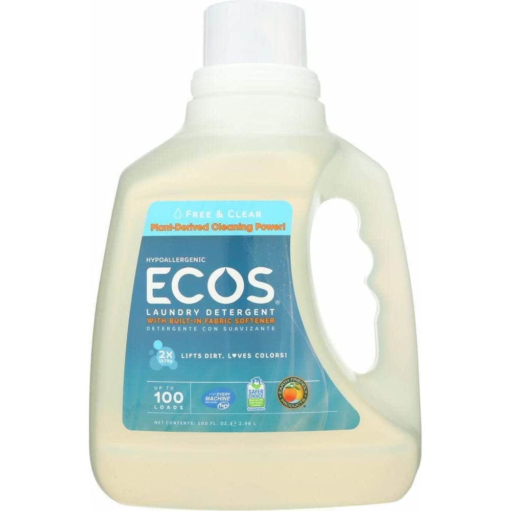Ecos Earth Friendly Ecos 2x Ultra Laundry Detergent Free and Clear, 100 oz