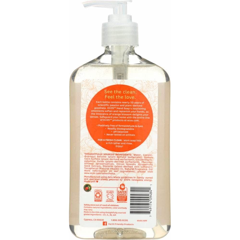 Ecos Earth Friendly Hypoallergenic Hand Soap Orange Blossom, 17 oz