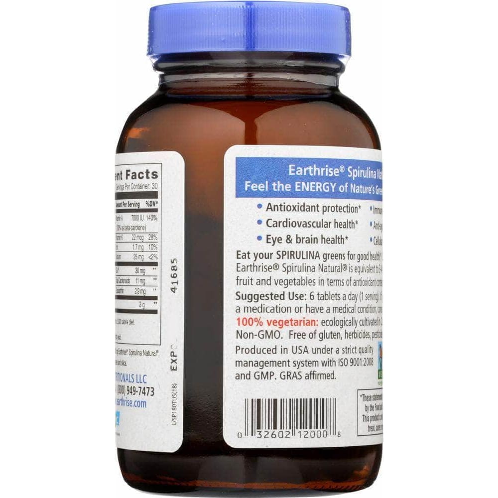 Earthrise Earthrise Spirulina Natural Green Super Food For Longevity 500 mg., 180 Tablets