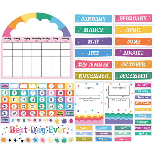 Calendar Bulletin Board Set Happily Ever Elementary Retro Remx (Pack of 3)