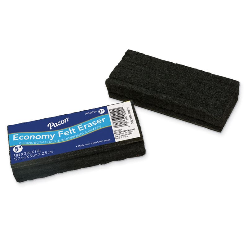 Economy Felt Eraser 5In Chalk & Whiteboard (Pack of 12) - Erasers - Dixon Ticonderoga Co - Pacon