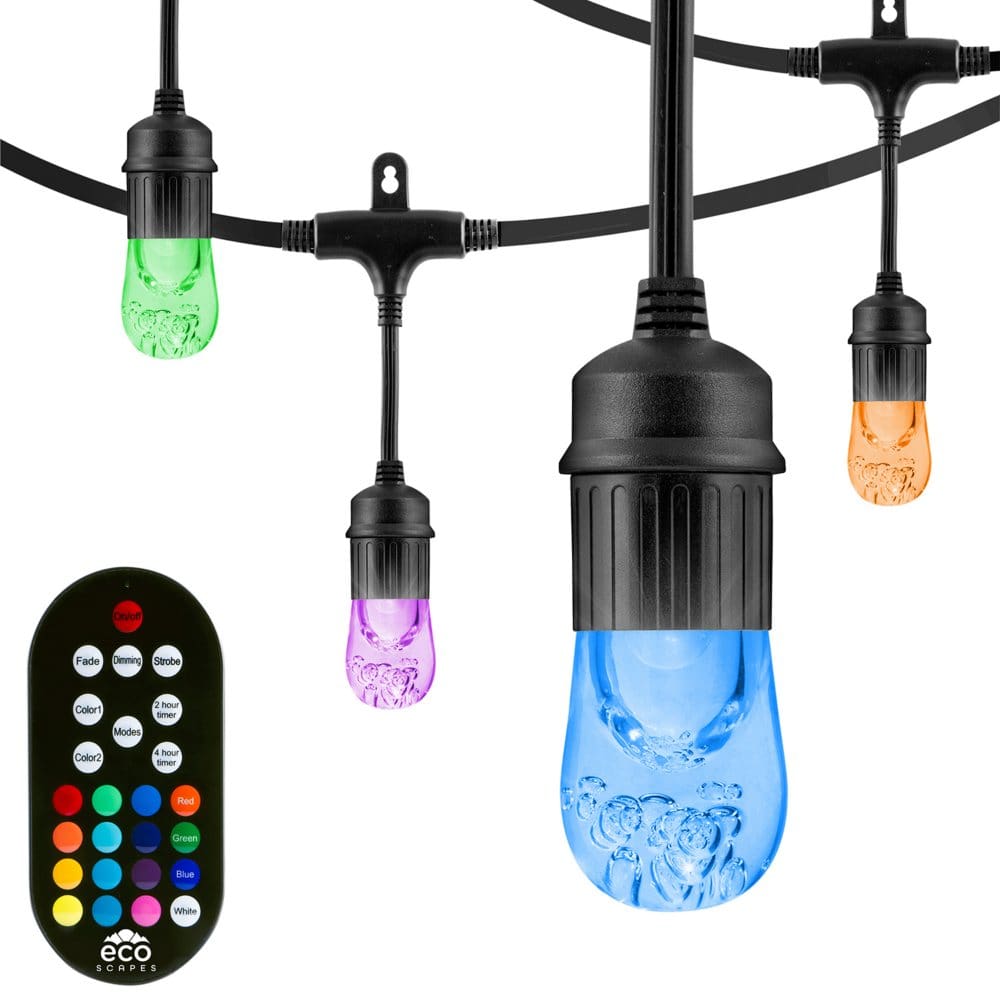EcoScapes 24â€™ LED Color-Changing CafÃ© String Lights (12 bulbs) - Outdoor Lighting - EcoScapes