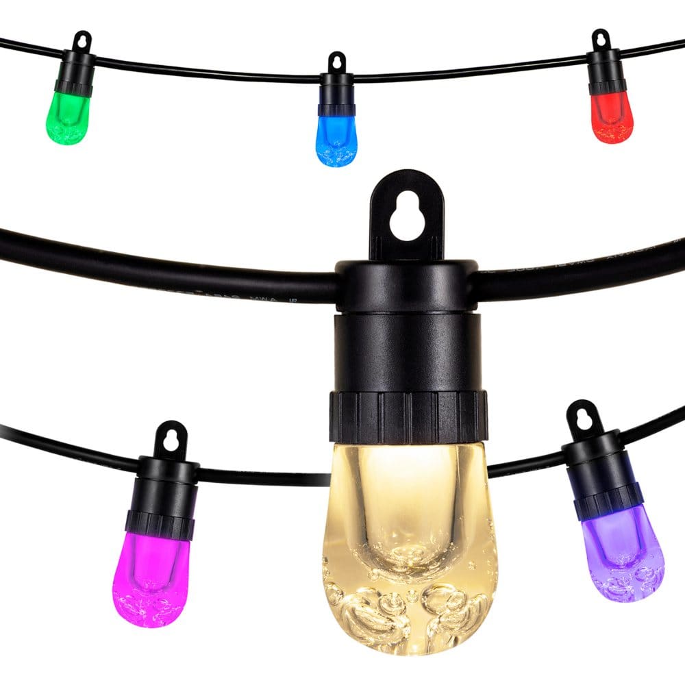 EcoScapes 24’ Wi-Fi Color-Changing LED Café Lights by Enbrighten (12 Bulbs) - Outdoor Lighting - EcoScapes