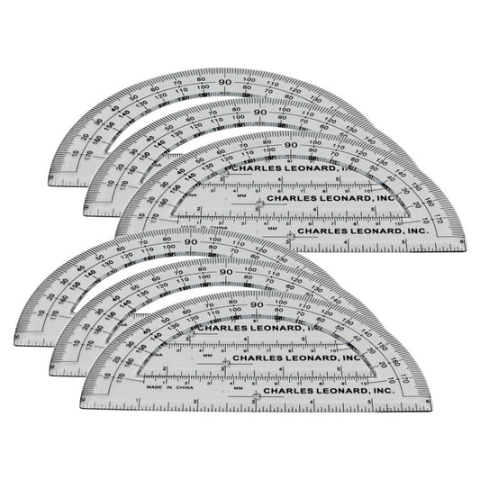 12Pk 6 Inch Protractor Plastic (Pack of 10)