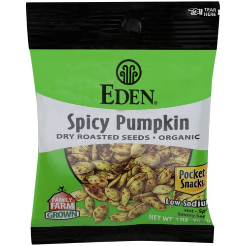 EDEN FOODS: Spicy Pumpkin Seeds Pocket Snacks Organic 1 OZ (Pack of 6) - Nuts > Seeds - EDEN FOODS