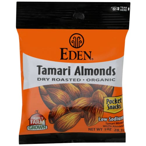 EDEN FOODS: Tamari Almonds Pocket Snacks Organic 1 OZ (Pack of 6) - Nuts - EDEN FOODS