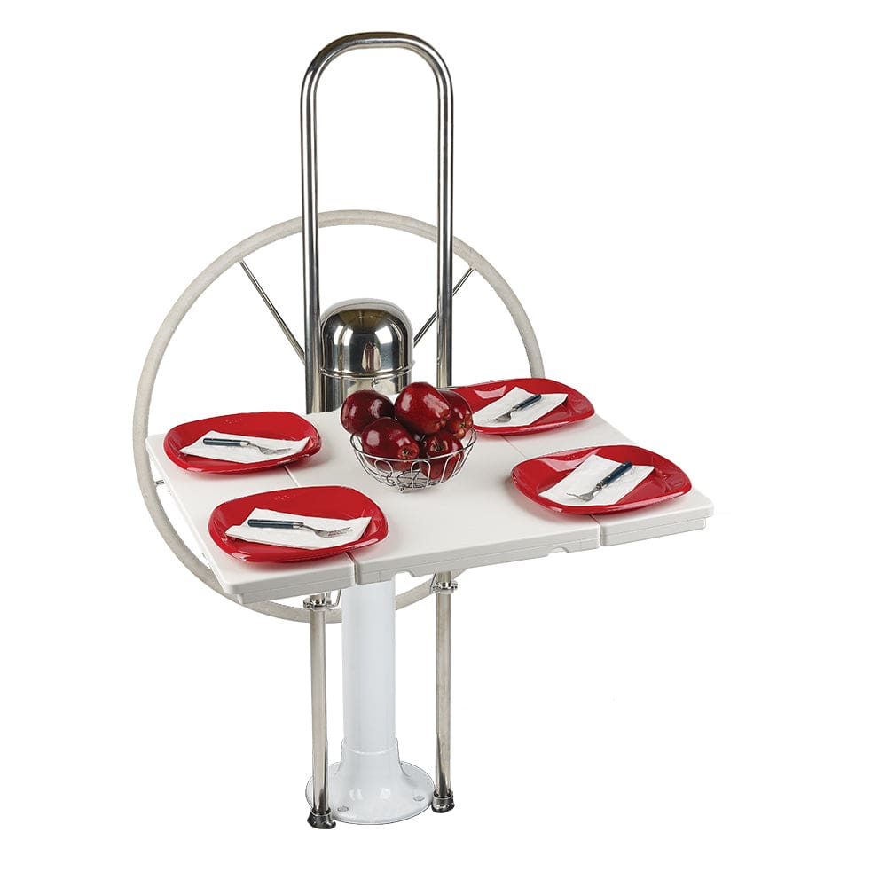 Edson White Poly Fold Down Drop Leaf Table - Edson 9-1/ 2 Guard w/ 1 1-1/ 8 1-1/ 4 - Sailing | Accessories - Edson Marine