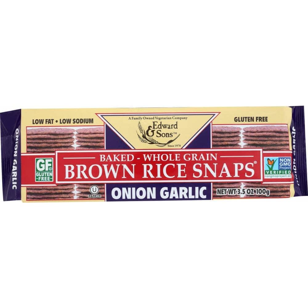 Edward & Sons Edward & Sons Brown Rice Snaps Onion Garlic, 3.5 oz