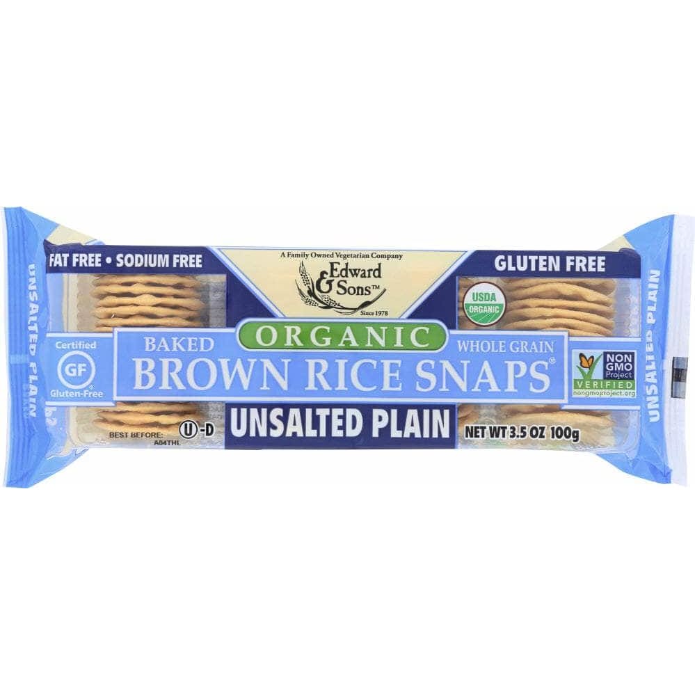 Edward & Sons Edward & Sons Organic Baked Brown Rice Snaps Unsalted Plain, 3.5 oz
