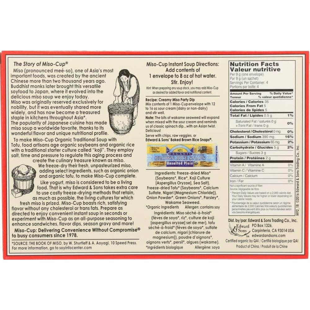 Edwards & Sons Edward & Sons Organic Gluten Free Miso-Cup Natural / Instant 4 Pack, 1.3 oz