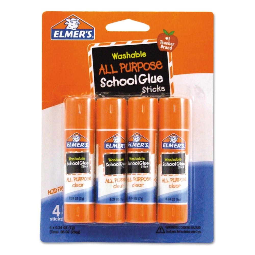 Elmer’s Washable All-Purpose School Glue Sticks (4 Pack) (Pack of 3) - Tape & Adhesives - Elmer’s