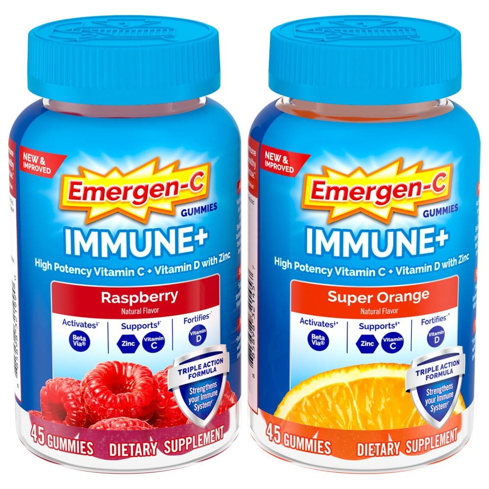 Emergen-C Immune+ Triple Action Gummies Raspberry and Super Orange (45 ct. 2 pk.) - Health & Beauty Instant Savings - ShelHealth