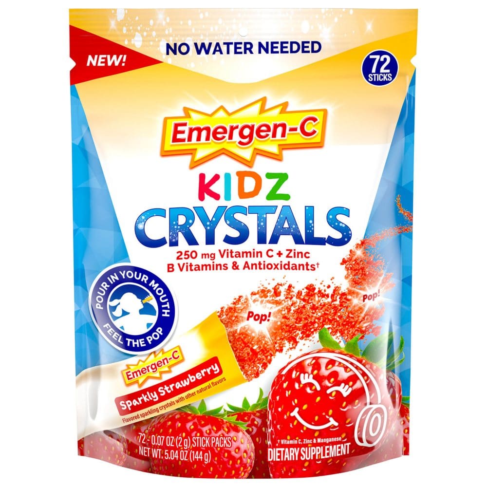 Emergen-C KIDZ Crystals On-The-Go 250 mg Vitamin C Immune Support Strawberry (72 ct.) - New Items - Emergen-C