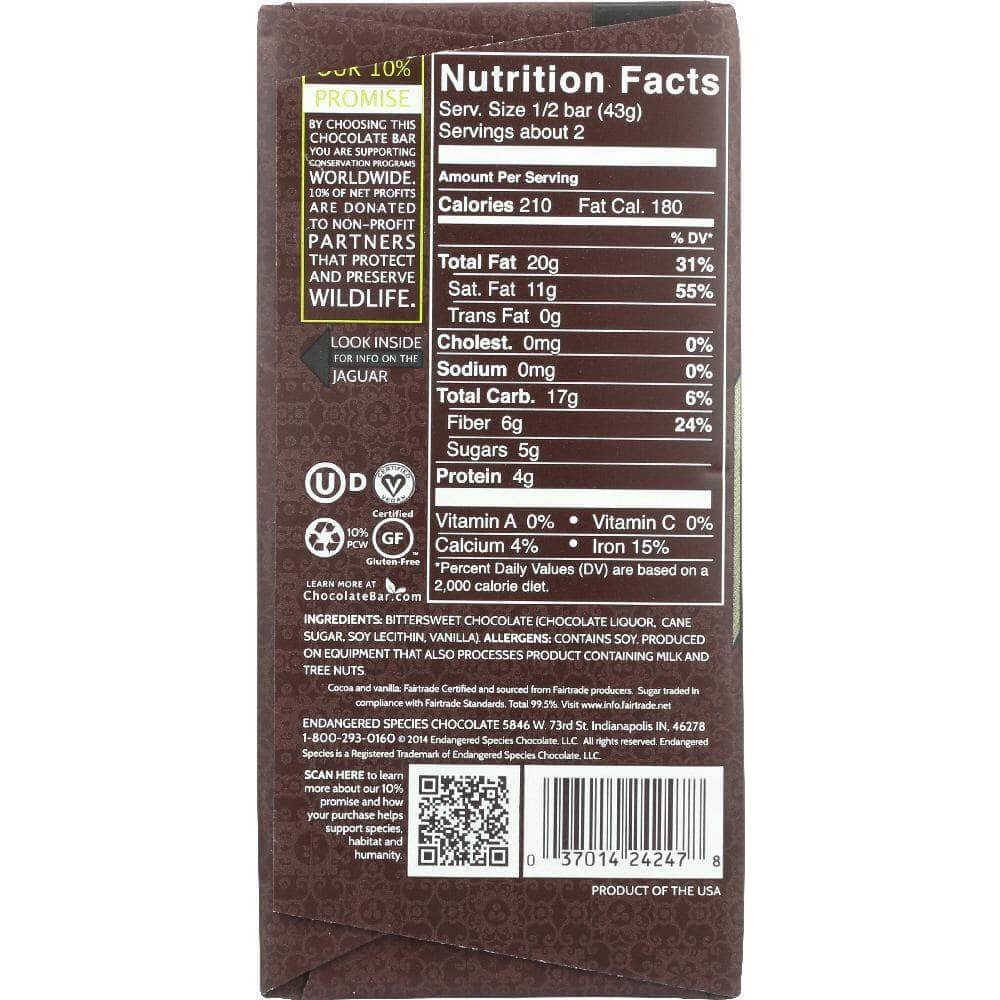 Endangered Species Chocolate Endangered Species Natural Dark Chocolate Bar with 88% Cocoa, 3 oz