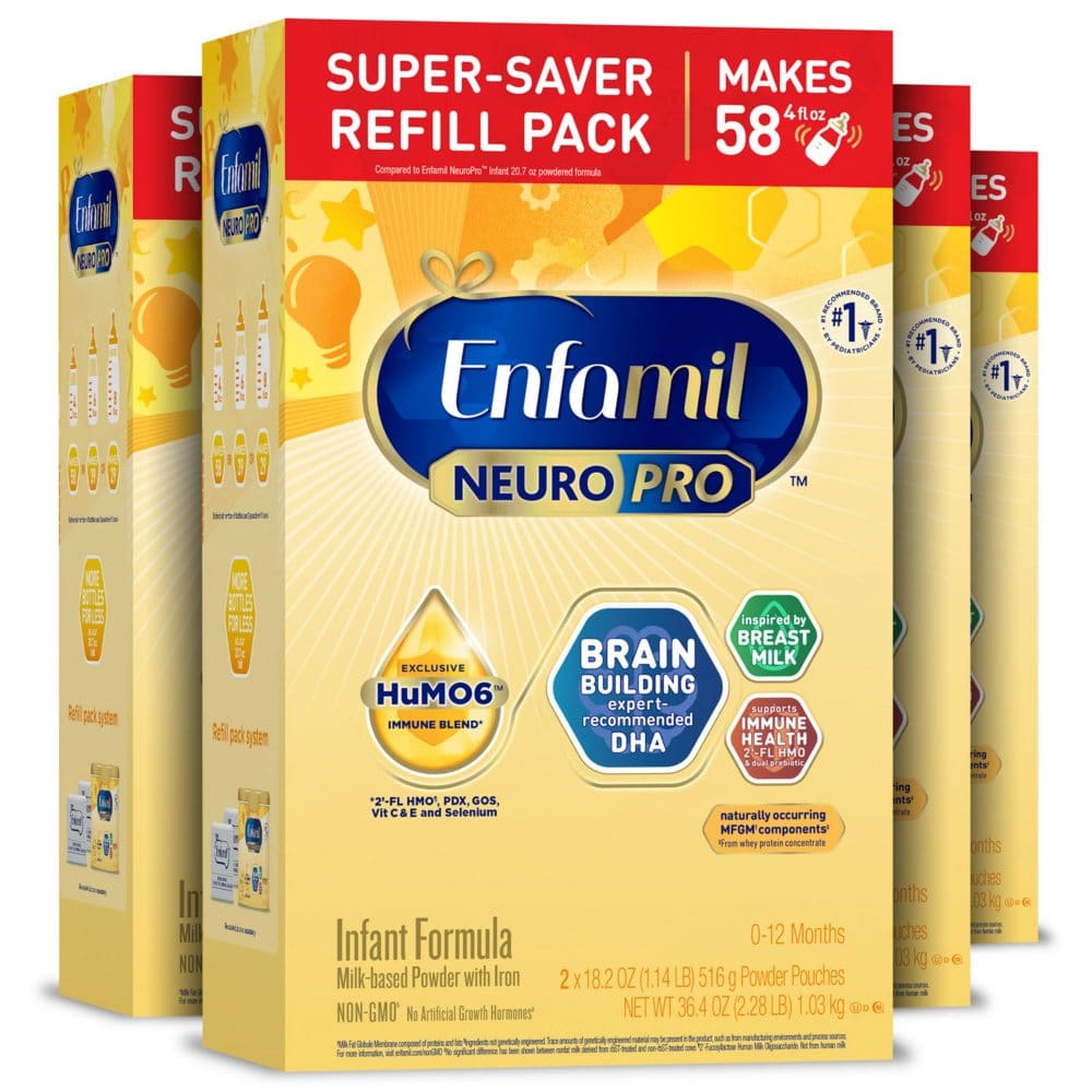 Enfamil NeuroPro Infant Formula Milk-Based Powder with Iron (36.4 oz. 4 pk.) - Baby Feeding Productsâ€‹ - Enfamil
