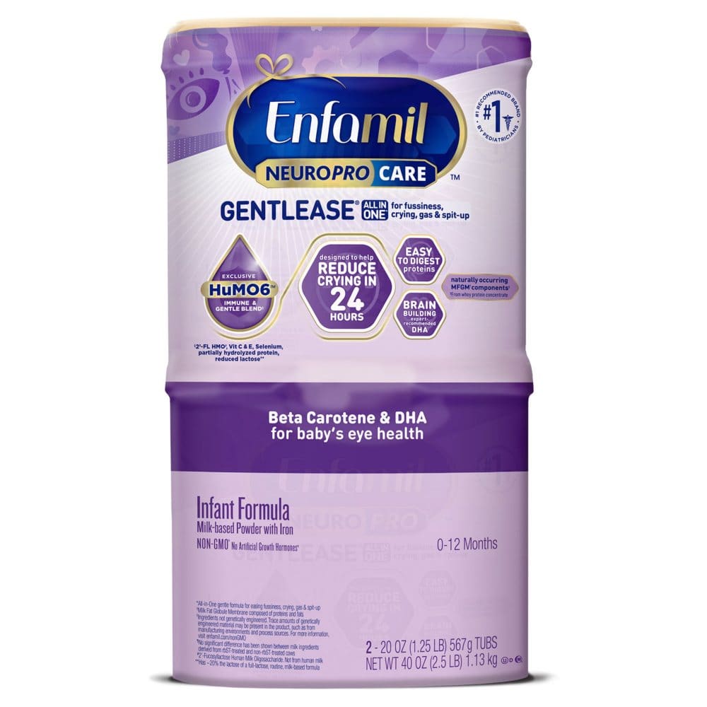 Enfamil NeuroProCare Gentlease Infant Formula Milk-based Powder with Iron (20 oz. 2 pk.) - Baby Feeding Productsâ€‹ - Enfamil