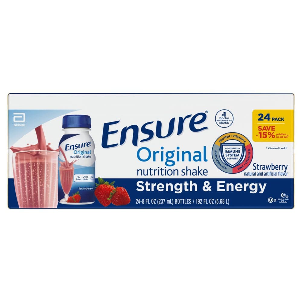 Ensure Original Nutrition Shake Small Meal Replacement Shake Strawberry (8 fl. oz. 24 ct.) - Diet Nutrition & Protein - Ensure