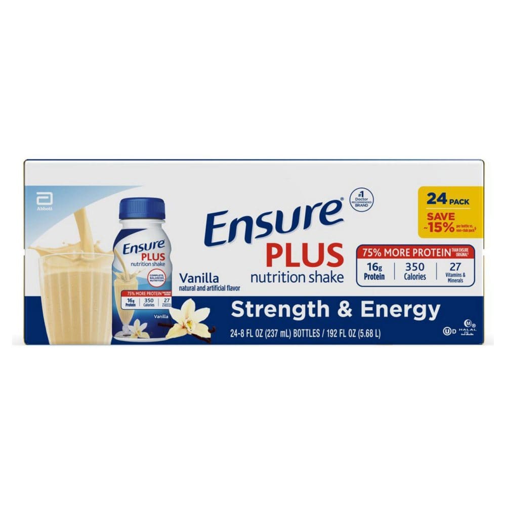 Ensure Plus Nutrition Shake Small Meal Replacement Shake Vanilla (8 fl. oz. 24 ct.) - Diet Nutrition & Protein - Ensure