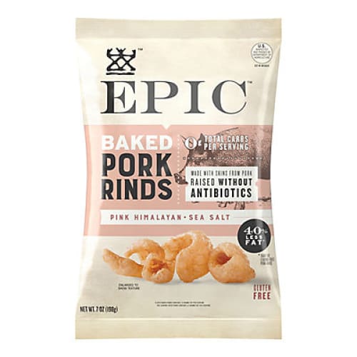 Epic Baked Pork Rinds Pink Himalayan Sea Salt 7 oz. - Home/Grocery/Snacks/Beef Jerky & Meat Snacks/ - Epic