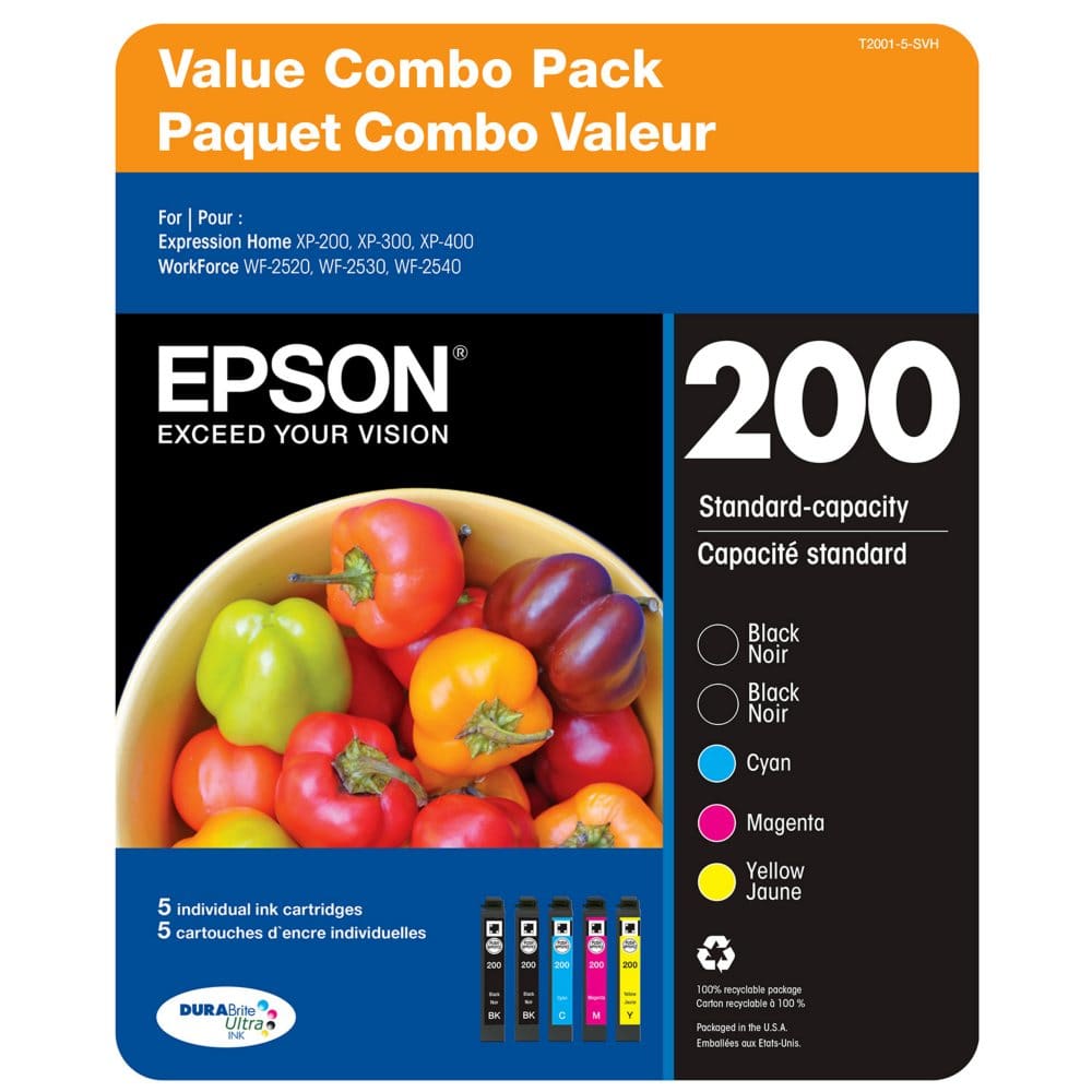 Epson T200 Series Ink Cartridge Black/Cyan/Magenta/Yellow (5 ct.) - Ink Cartridges - Epson