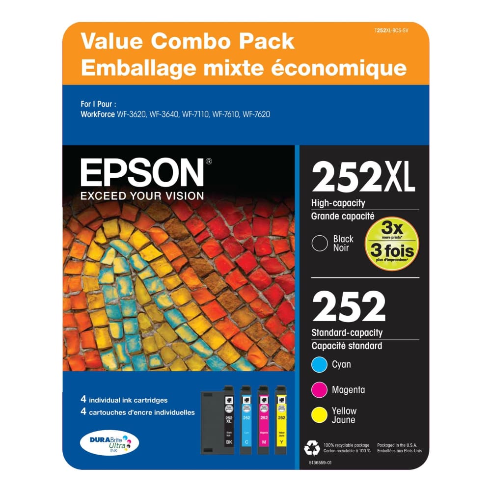 Epson T252XL Multi-Color Combo Ink Pack 4 ct. - Epson