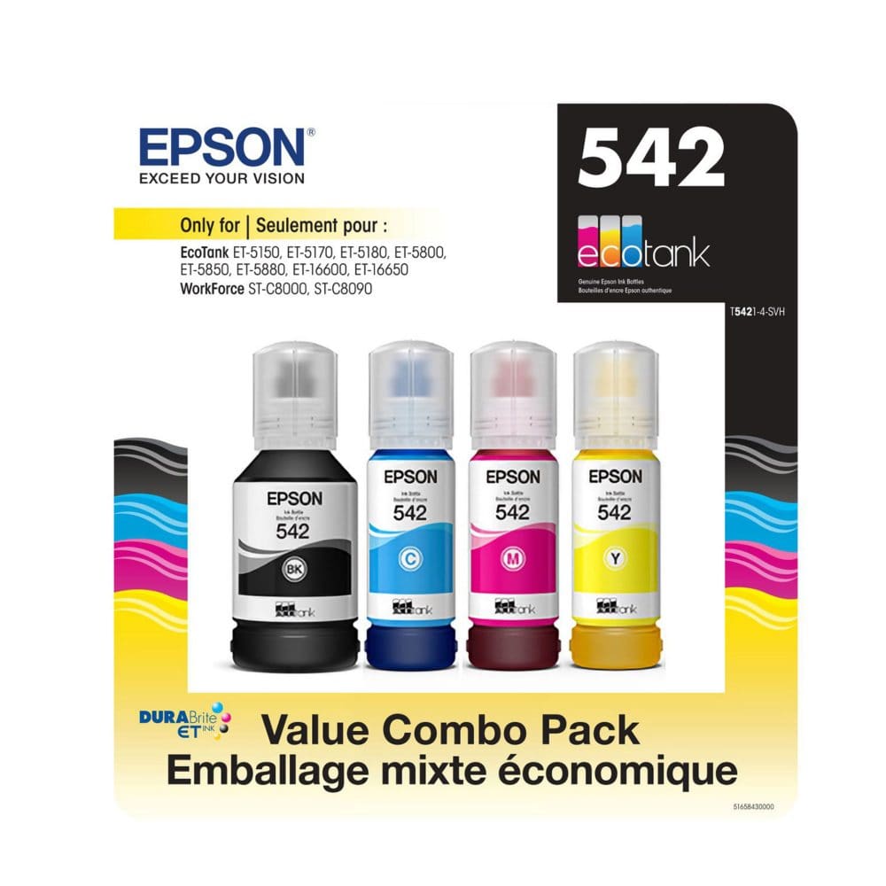Epson T542 Black And Color Ink Bottles Club Pack - Ink Cartridges - ShelHealth