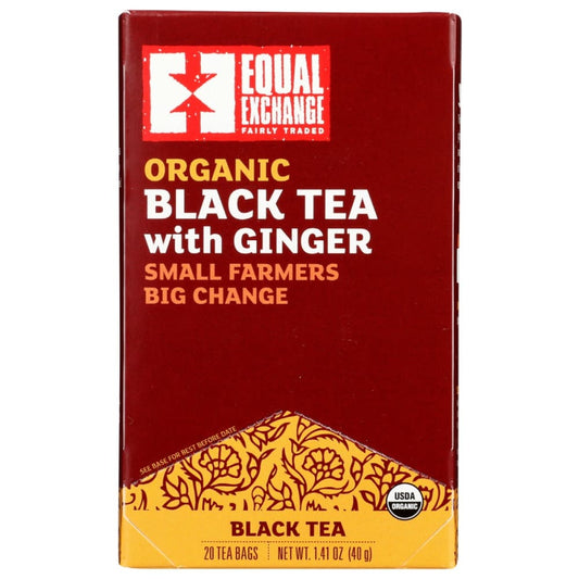 EQUAL EXCHANGE: Tea Black Ginger 20 BG (Pack of 5) - Grocery > Beverages > Coffee Tea & Hot Cocoa - EQUAL EXCHANGE