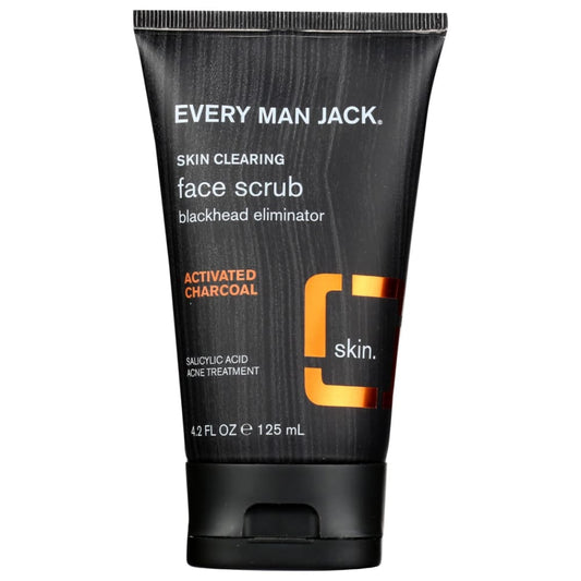 EVERY MAN JACK: Activated Charcoal Face Scrub 4.2 oz (Pack of 4) - Beauty & Body Care > Skin Care > Facial Cleansers & Exfoliants - EVERY
