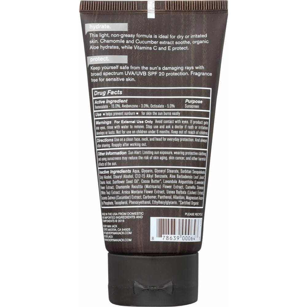 Every Man Jack Every Man Jack Face Lotion Daily Sun Protection SPF 20, 2.5 oz