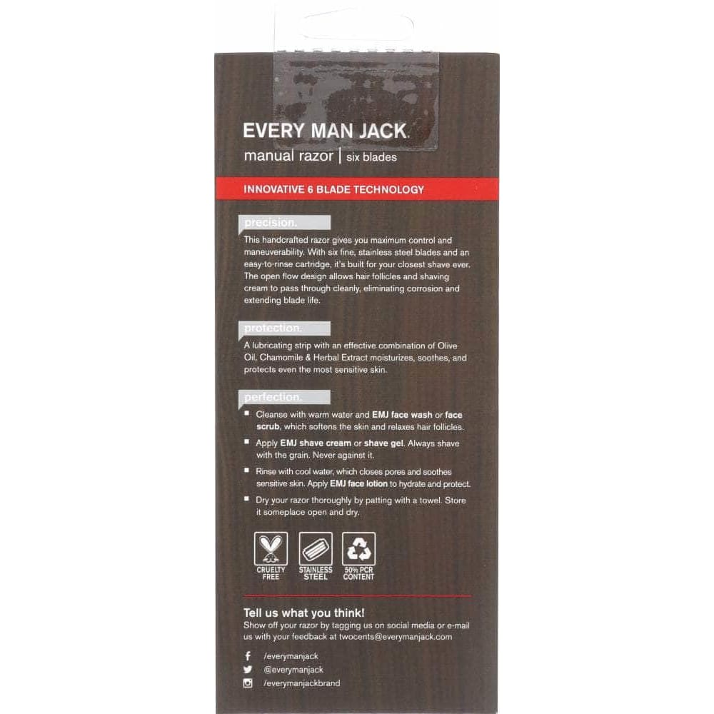 EVERY MAN JACK Every Man Jack Manual Razor Chrome, 1 Razor, 4 Cartridges, 6 Ea