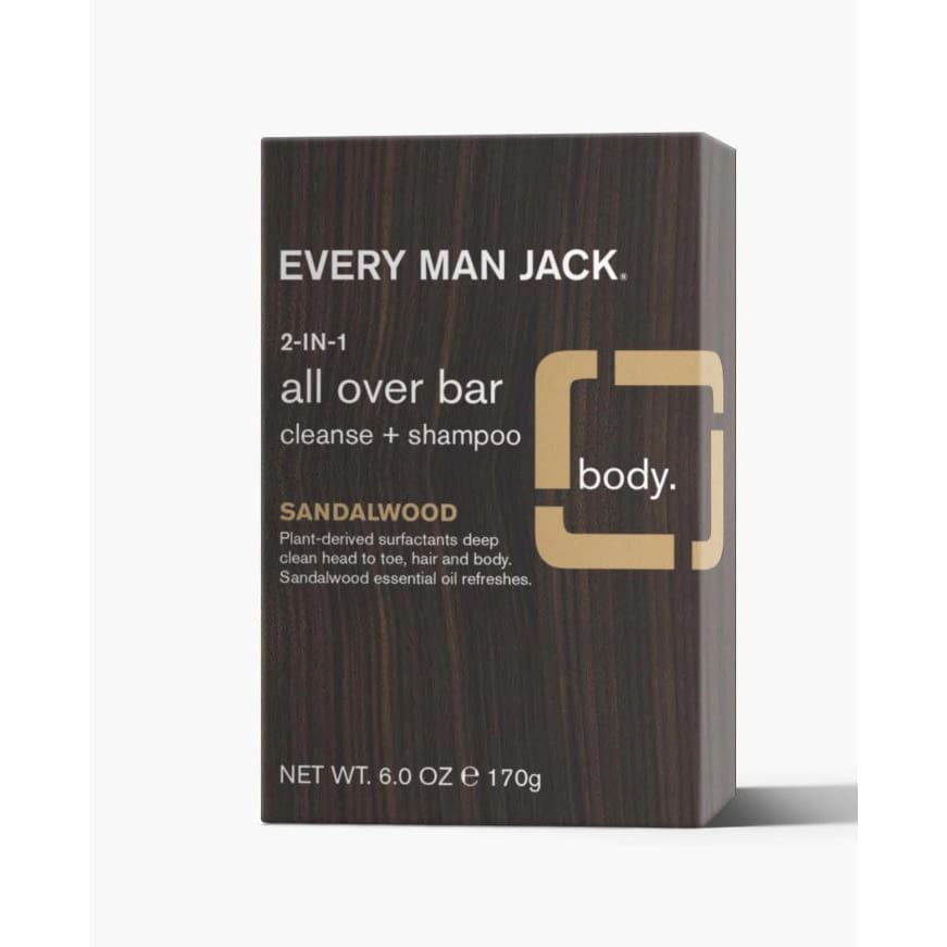 EVERY MAN JACK: Sandalwood 2in1 All Over Bar 6 oz (Pack of 4) - EVERY MAN JACK